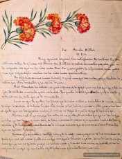 Tercera carta, datada el 21 de febrer de 1940 i decorada amb uns clavells. (Arxiu familiar).