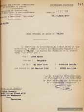 Primera notificació oficial del decés de Benjamí Jové Farré. (Arxiu familiar).