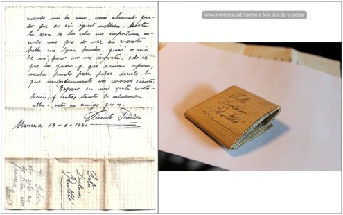 19/6/1940: Encara que segons establia el reglament penitenciari les cartes havien de passar censura, sovint la disciplina es relaxava i moltes cartes van arribar a la destinatària en forma de notes plegades diminutes a través d’algun guàrdia a qui es donava alguna petita compensació pel servei.