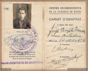 Carnet de soci del CECB.