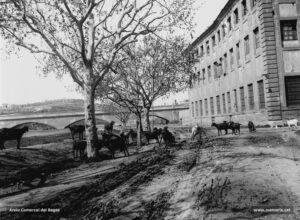 Imatge bucòlica del passeig del Riu, als peus del pont de Sant Francesc. 
Procedència: Arxiu Jaume Pons i Agulló