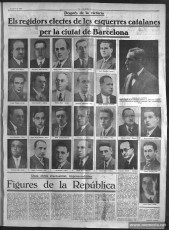 Ramon Junyent a la portada de La Rambla del 15 de gener del 1934, l’endemà de les eleccions municipals, amb la resta de regidors més votats de la Candidatura d’Esquerres Catalanes liderada per Carles Pi i Sunyer. (ARCA – Biblioteca Nacional de Catalunya)