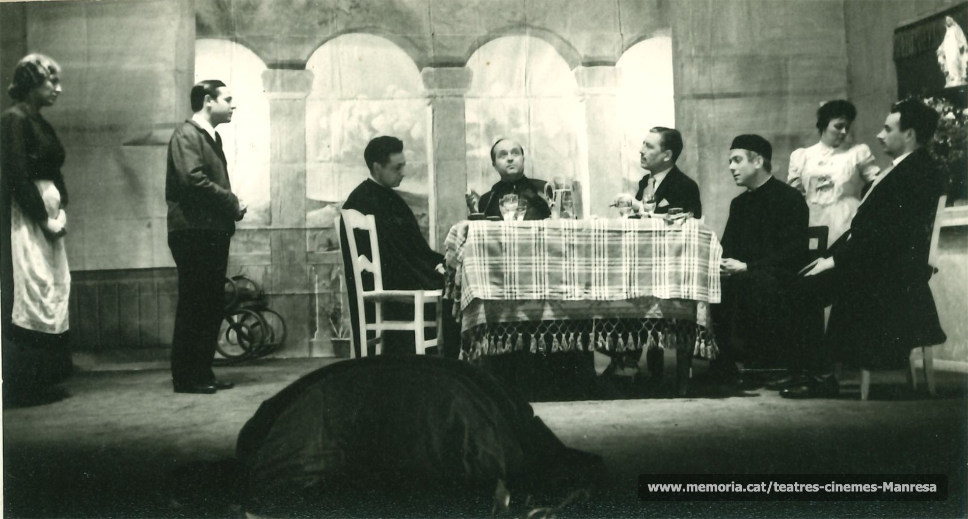 "El místic" amb Crispina Gros, Àngel Tulleuda, Josep Orive, Martí Camprubí, Enric Tatjé, Joan Torrens, Rosa Vila, i Joan Trench.(1961)