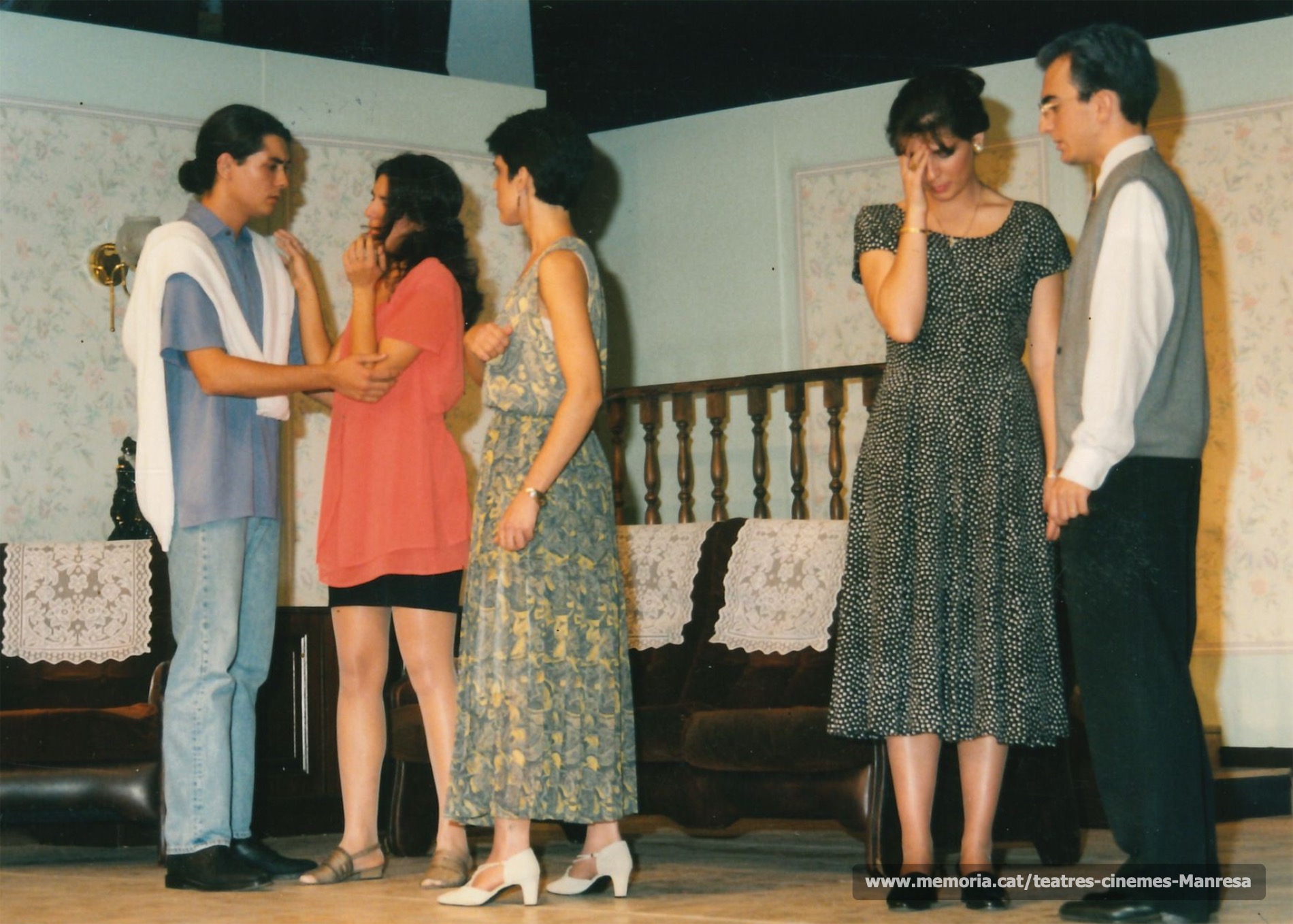 "El gran egoista" a càrrec del Petit Espantall, amb Oriol Ardèvol, Elisabet Padró, Àngels Padró, Ester Gibert l'esquerra i Jaume Ferrer a la dreta. (1995)